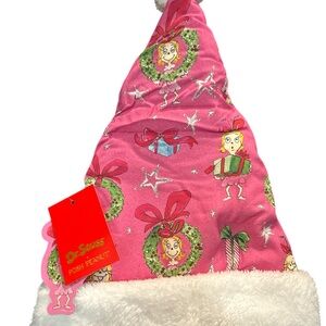 Dr. Seuss Pink Holiday Hat with Cindy Lou Character. Made by Posh Peanut.
